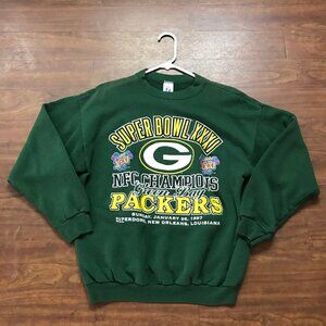 Men's Size L Vintage NFL Super Bowl XXXI Green Cotton Green Bay Packers Sweater